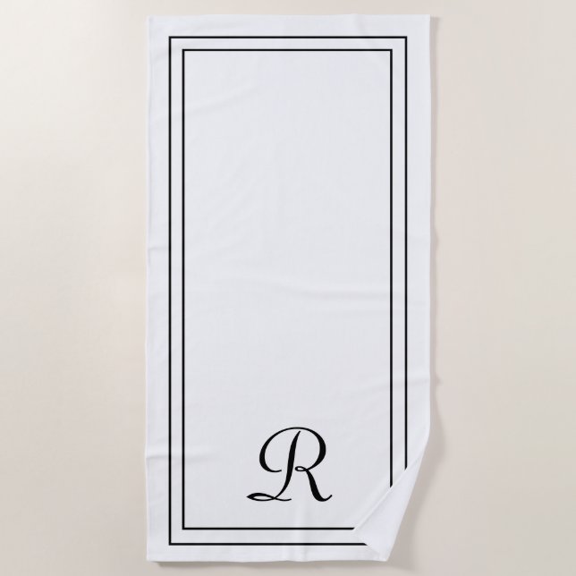 Einfaches, elegantes weißes Mongram Badetuch (Vorderseite)