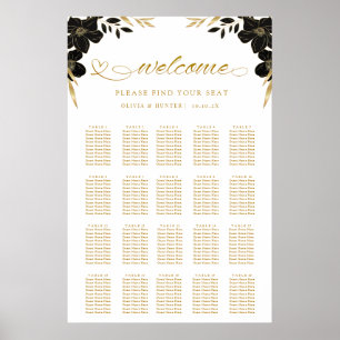 Einfaches elegantes White & Gold Seating Chart Poster