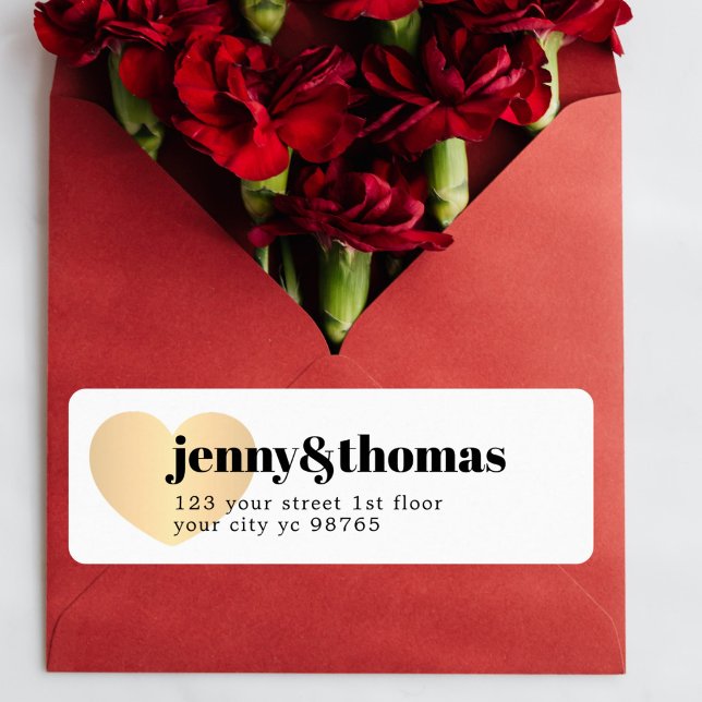 Einfaches, elegantes White-Heart-Hochzeitslabel (Von Creator hochgeladen)