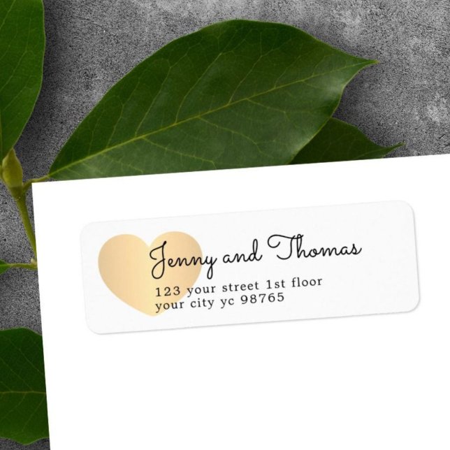 Einfaches, elegantes White-Heart-Hochzeitslabel (Von Creator hochgeladen)