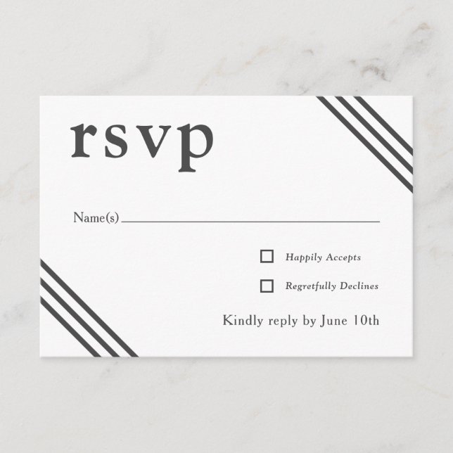 Einfaches elegantes White Wedding RSVP Begleitkarte (Vorderseite)