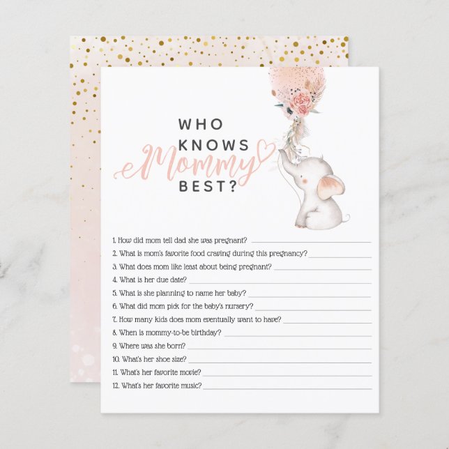 Einfaches Elephant & Balloon Baby Showspiel (Vorne/Hinten)