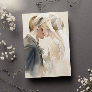 Einfaches Elfenbeingraues Foto Hochzeit Einladung