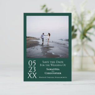 Einfaches Emerald Green Modernes Minimal Foto Hoch Save The Date