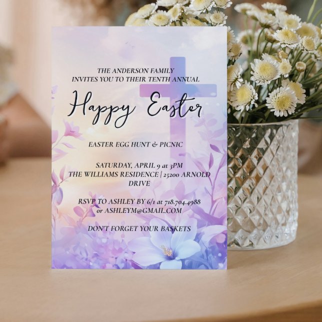 Einfaches End Cross im Hintergrund Happy Oaster Einladung (Von Creator hochgeladen)