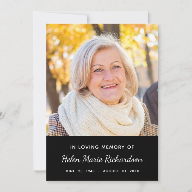 Einfaches ErinnerungsFoto-Beileid danken Ihnen Dankeskarte (Vorderseite)