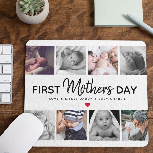 Einfaches erstes Muttertags-Fotocollagen-Andenken Mousepad (Von Creator hochgeladen)