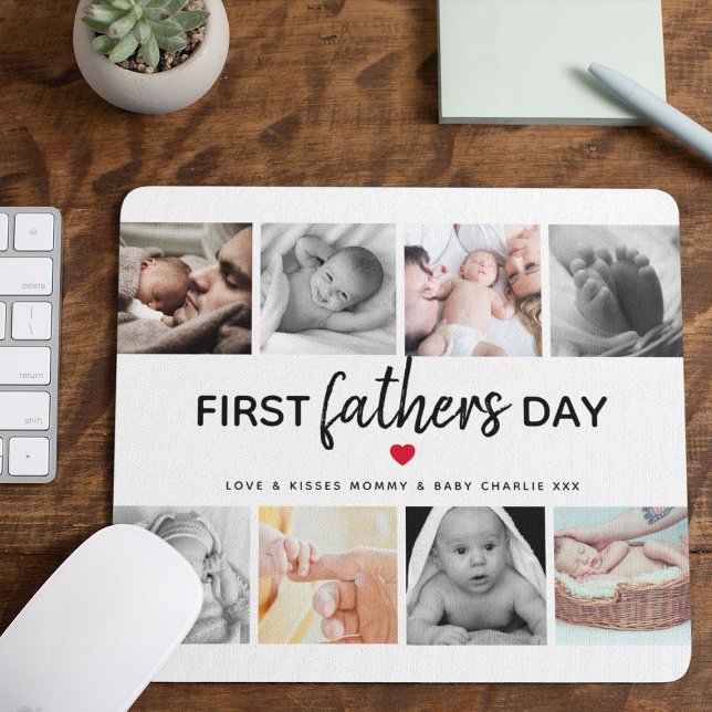 Einfaches erstes Vatertags-Bildercollage | Papa Mousepad (Von Creator hochgeladen)