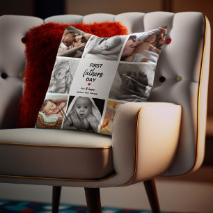 Einfaches erstes Vatertags-Foto-Collage Daddy Kissen