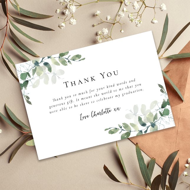 Einfaches Eukalyptus-Abschluss Dankeskarte (Von Creator hochgeladen)