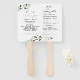 Einfaches Eukalyptus Greenerity Wedding Programm Fächer