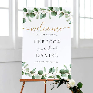 Einfaches Eukalyptus Greenerity Wedding Willkommen Poster