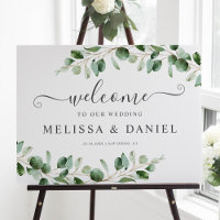 Einfaches Eukalyptus Greenerity Wedding Willkommen