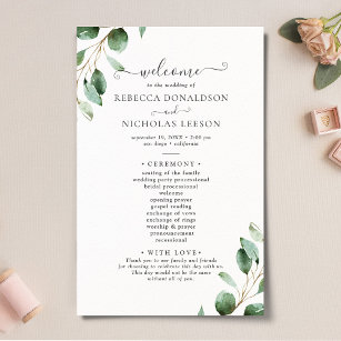 Einfaches Eukalyptus Greenery Hochzeitsprogramm fü