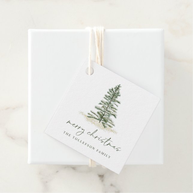 Einfaches Evergreen Pine Tree Weihnachts-Party Geschenkanhänger (Beispiel)