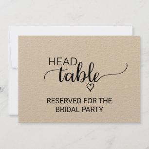 Einfaches falsches Kraft-Hochzeits-Head-Table-Schi Einladung