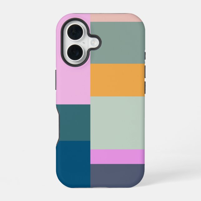 Einfaches farbenfrohes Patchwork-Design mit geomet iPhone 16 Hülle (Rückseite)