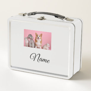 Einfaches farbenfrohes Tier, Name, Foto individuel Metall Brotdose