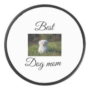 Einfaches farbenfrohes Tier Namensfoto Hundemutter Eishockey Puck