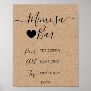 Einfaches Faux-Kraft-Kalligrafie-Mimosa-Bar-Schild Poster