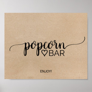 Einfaches Faux-Kraft-Kalligrafie-Popcorn-Bar-Schil Poster