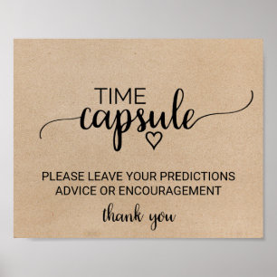 Einfaches Faux-Kraft-Kalligrafie-Time-Capsule-Schi Poster