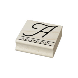 Einfaches, feines Single Anfangsmonogramm Name #12 Gummistempel