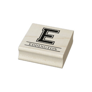 Einfaches, feines Single Anfangsmonogramm Name #5 Gummistempel