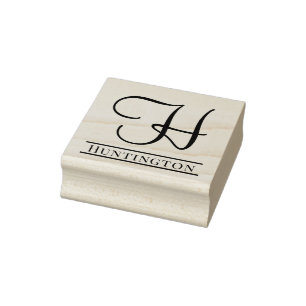 Einfaches, feines Single Initial Monogram Name #9 Gummistempel