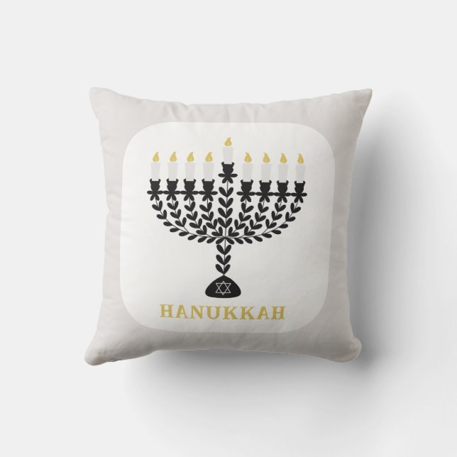 Einfaches Festival der Lichter Menorah Hanukkah Kissen (Rückseite)
