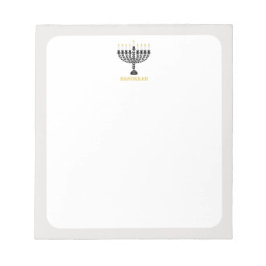 Einfaches Festival der Lichter Menorah Hanukkah Notizblock
