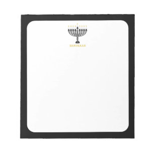 Einfaches Festival der Lichter Menorah Hanukkah Notizblock