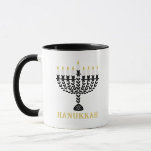 Einfaches Festival der Lichter Menorah Hanukkah Tasse