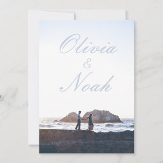 Einfaches Filmplakat Moderne blaue Foto-Hochzeit Einladung