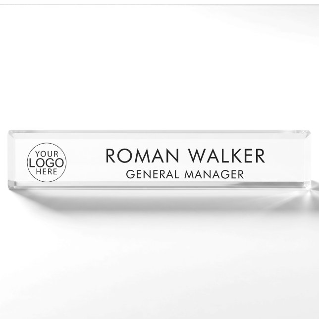 Einfaches Firmenlogo Corporate Custom Namensplakette (Vorderseite)