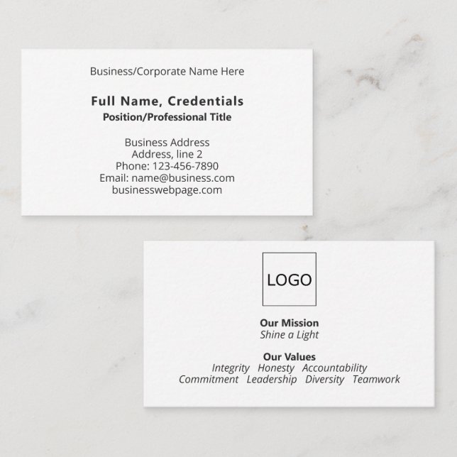 Einfaches Firmenlogo mit Schwarz-weißer Markenbeze Visitenkarte (Vorne/Hinten)