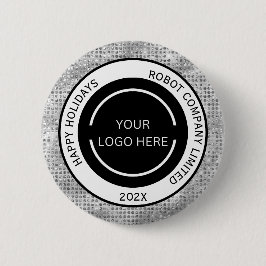 Einfaches Firmenlogo und Name Silber Button