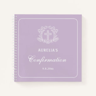 Einfaches Floral Cross Lilac-Gästebuch Notizbuch