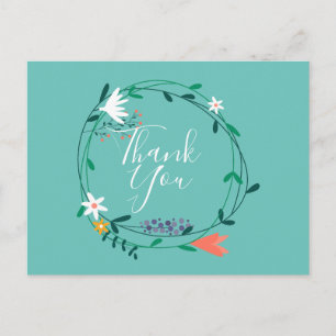 Einfaches florales Girlanden-Dankeschön-Skript für Postkarte