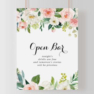 Einfaches florales grünes Blattwerk Hochzeits-Open Poster