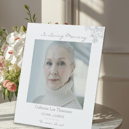 Einfaches florales Trauerfoto-Podest-Schild Sockelschild