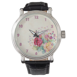 Einfaches florales Umfeld Zeichnend Armbanduhr