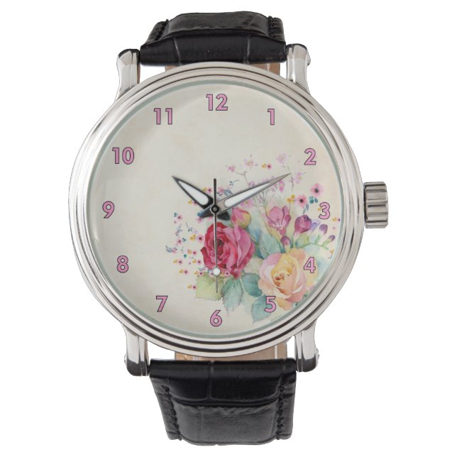 Einfaches florales Umfeld Zeichnend Armbanduhr (Vorderseite)