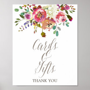Einfaches Florales Wasserfarben-Blumenstrauß-Karte Poster
