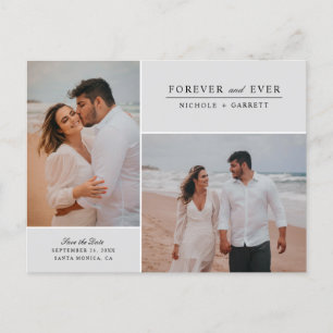 Einfaches Forever Two Foto Save the Date Grau Ankündigungspostkarte