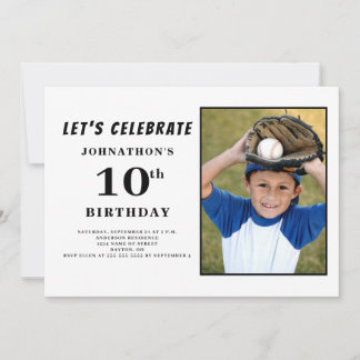 Einfaches Foto 10. Geburtstag Einladung