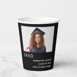 Einfaches Foto 2022 Abschluss Schwarz Pappbecher