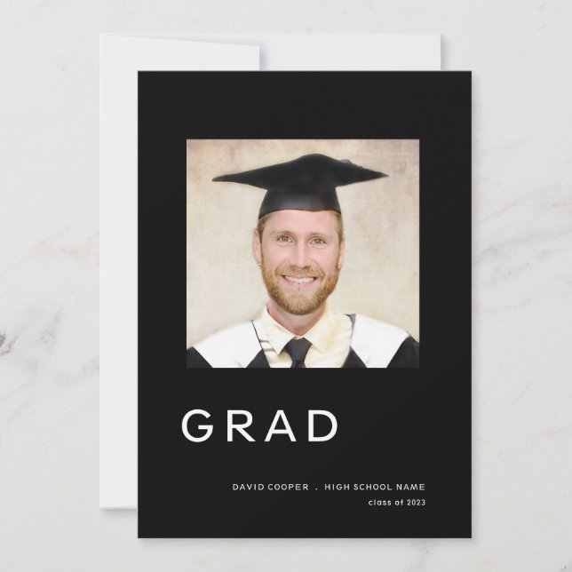 Einfaches Foto Abschluss 2024 Schwarz Ankündigung (Vorderseite)