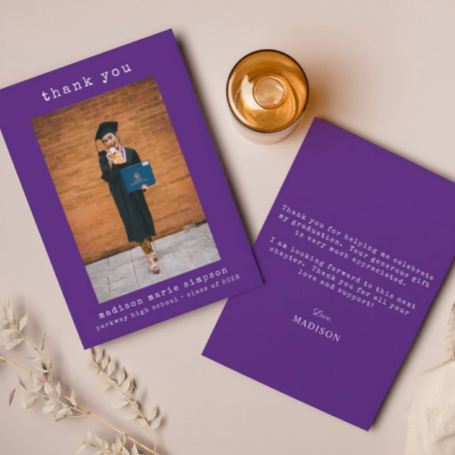 Einfaches Foto Abschluss Minimalistisch Vielen Dan Mitteilungskarte (Von Creator hochgeladen)