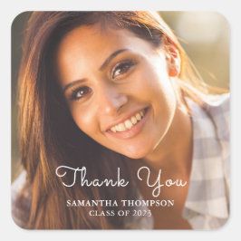 Einfaches Foto Abschluss Vielen Dank Square Sticke Quadratischer Aufkleber